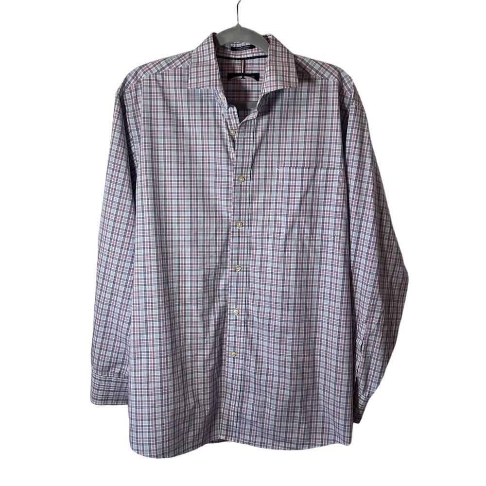 Tommy Hilfiger Men's Plaid Dress Stretch  L/S Shirt Sz 16-161/2, 34/35‎